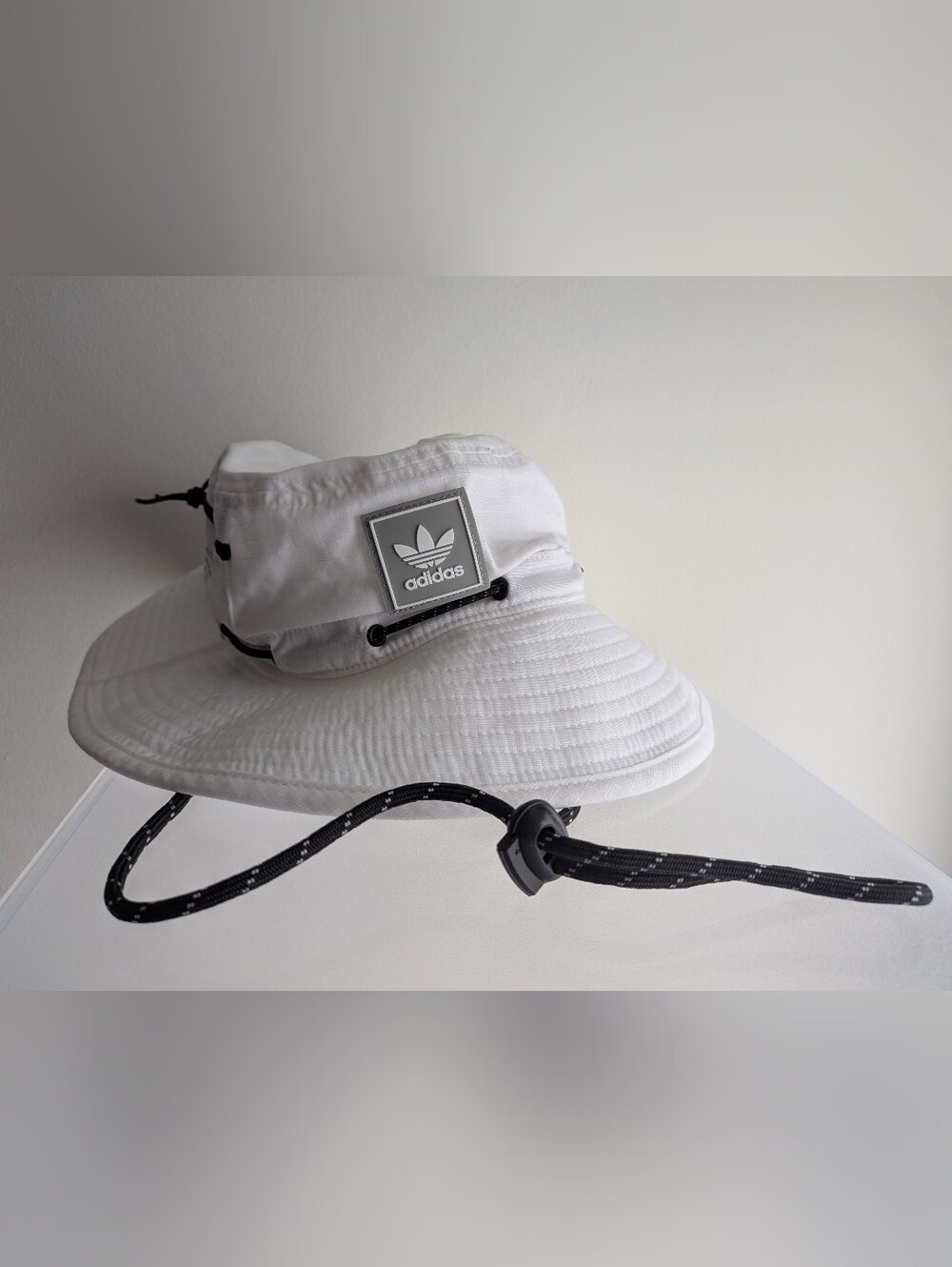 Adidas White Bucket Hat with Trefoil Logo